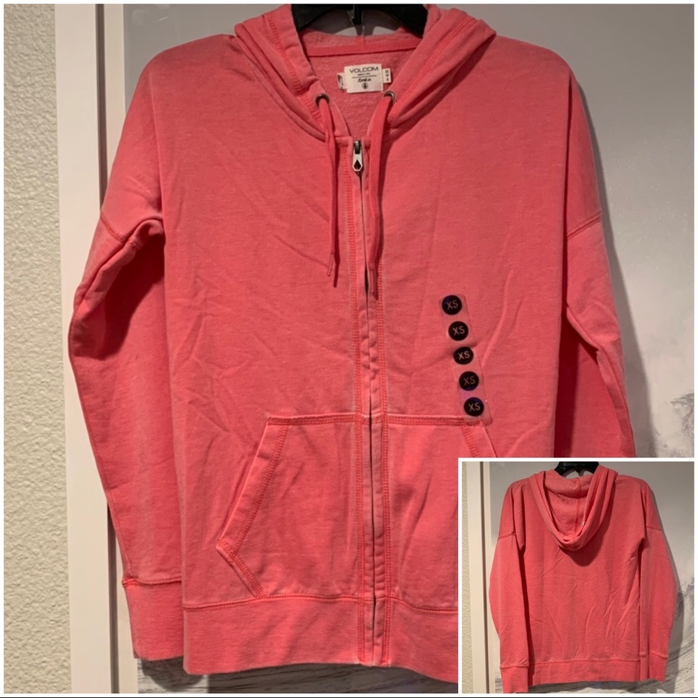 NWT - Volcom - Pink Hoodie - Lounge in Zip Sz: XS